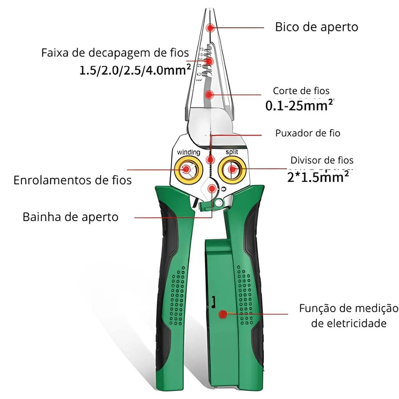 Alicate 8 em 1 com Medidor de Corrente